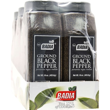 Badia Badia Pepper Black Ground 16 oz. Bottle, PK6 80543